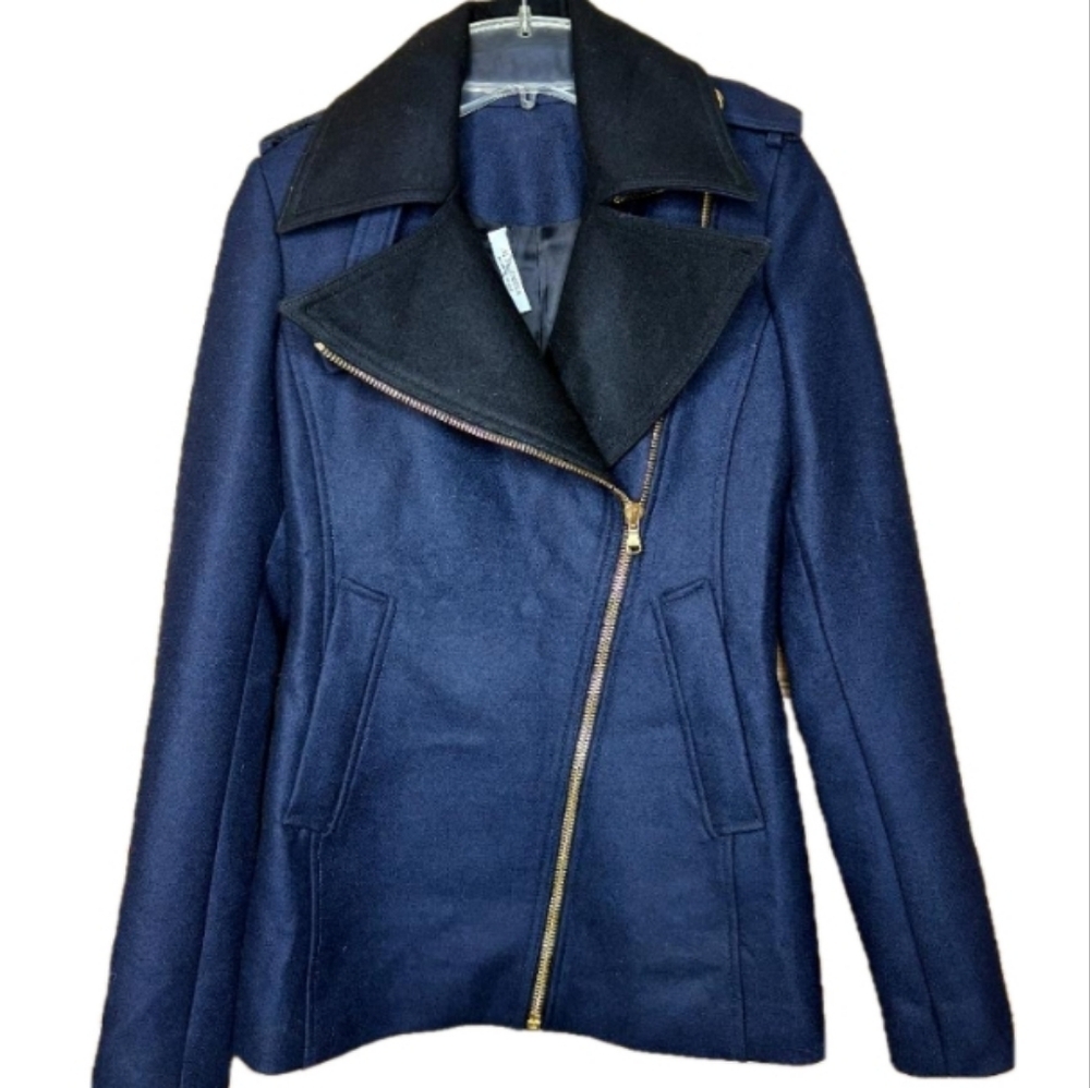 Altuzarra Women's Blue Peacoat Coat with Structured Shoulders Size XS/Small